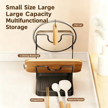 Multi-Functional Kitchen Storage Rack: Pot Lid, Spatula & Cutting Board Organizer
