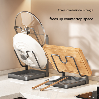 Multi-Functional Kitchen Storage Rack: Pot Lid, Spatula & Cutting Board Organizer
