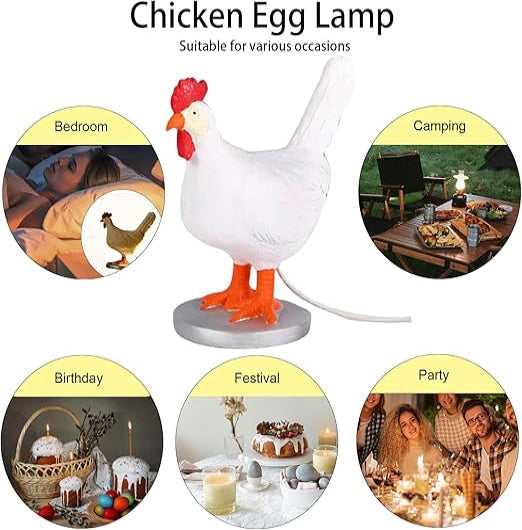 Realistic Resin Chicken Lamp with LED Egg Bulb
