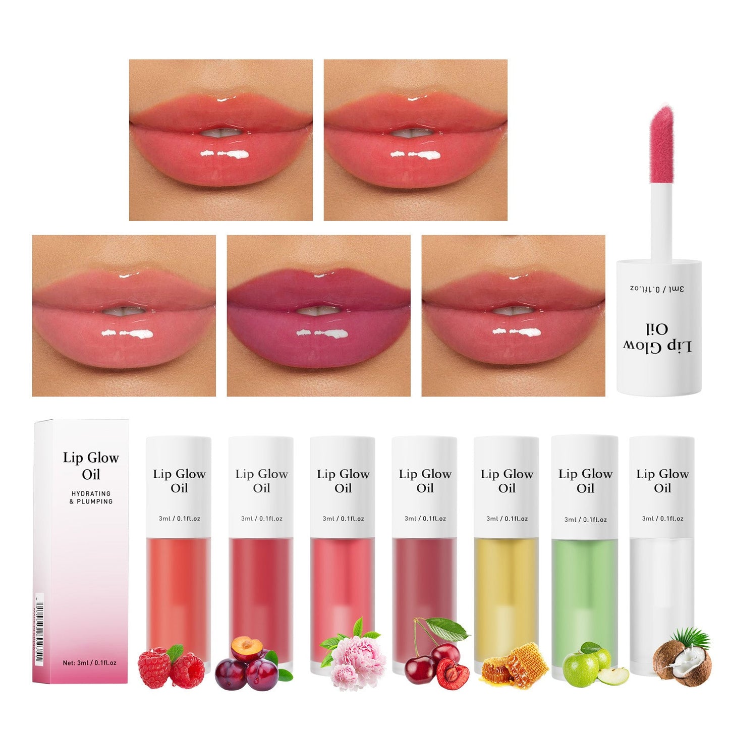 🌈 7-Color Fruit-Flavored Lip Oil - Hydrating Moisturizing Mirror-Gloss Lip Gloss