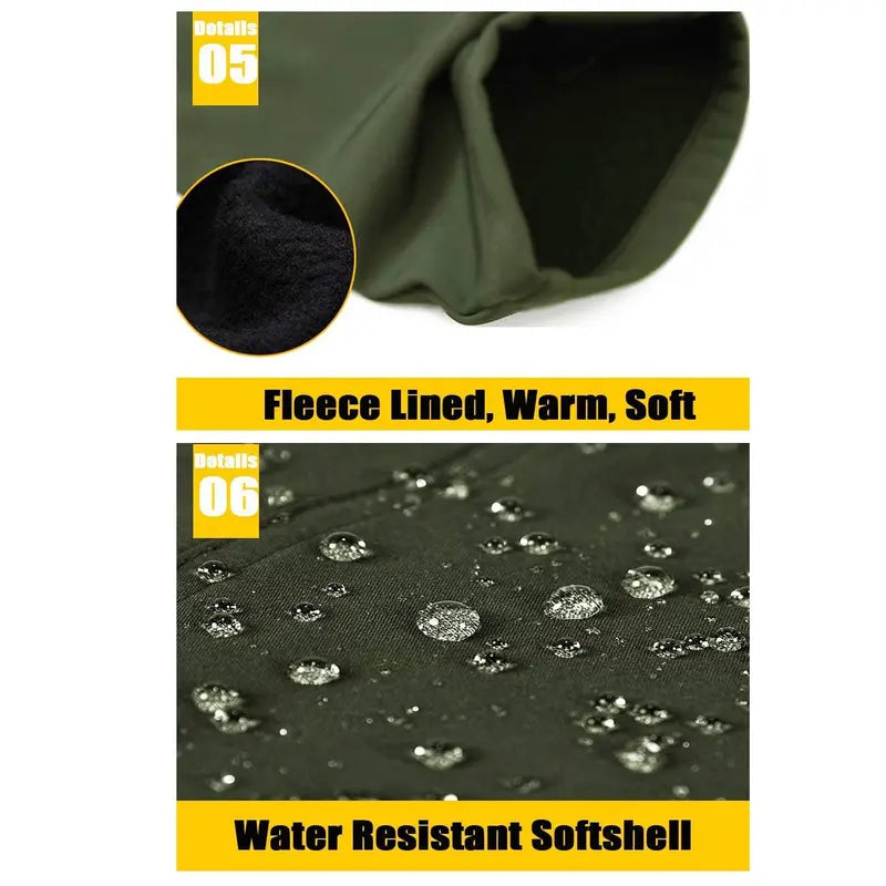 Men's Fleece Lined Ski Pants - Water Resistant 4 Zip Pockets