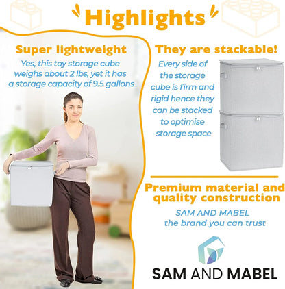 Stackable and Foldable Cube Toy Organizer and Storage Bin